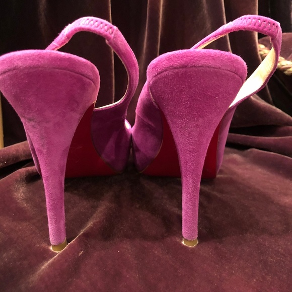 Louboutin Pink/Purple Suede slingbacks - Picture 3 of 8